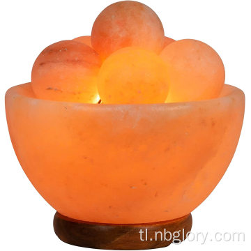 Likas na Himalayan Salt Ball Bowl Lamp Authentic Crystal Stone, Premium Quality Wood Base na may Dimmer Switch Oils diffuser